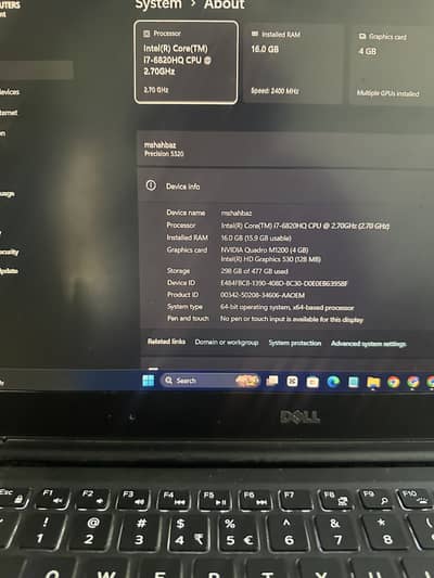 Dell Precision 5520  Core i7 6th Gen 16GB RAM 4GB NVIDIA Quadro 512 GB