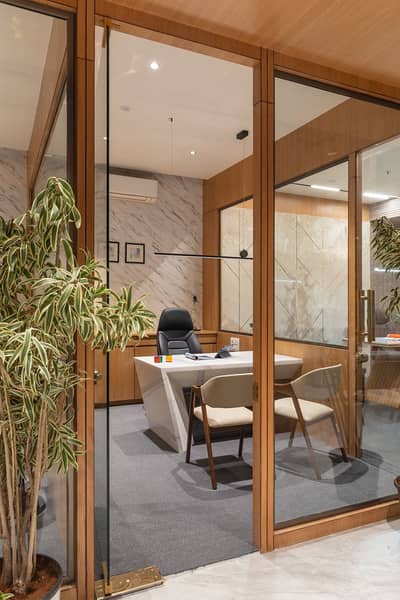 Framed Glass Partition//plasterboard//Glass partition//Interior work