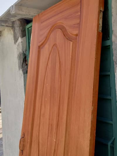 • Solid Wooden Washroom Door (Size: 2.5x7 ft) with Handle & Latch