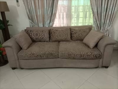Modern style 7 Seater Sofa Set in Velvet and Jute Fabric