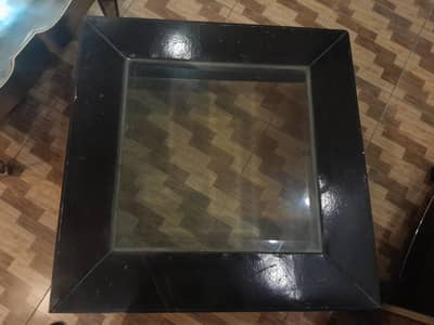 Black Glass Top Side Table / Coffee Table – Good Condition