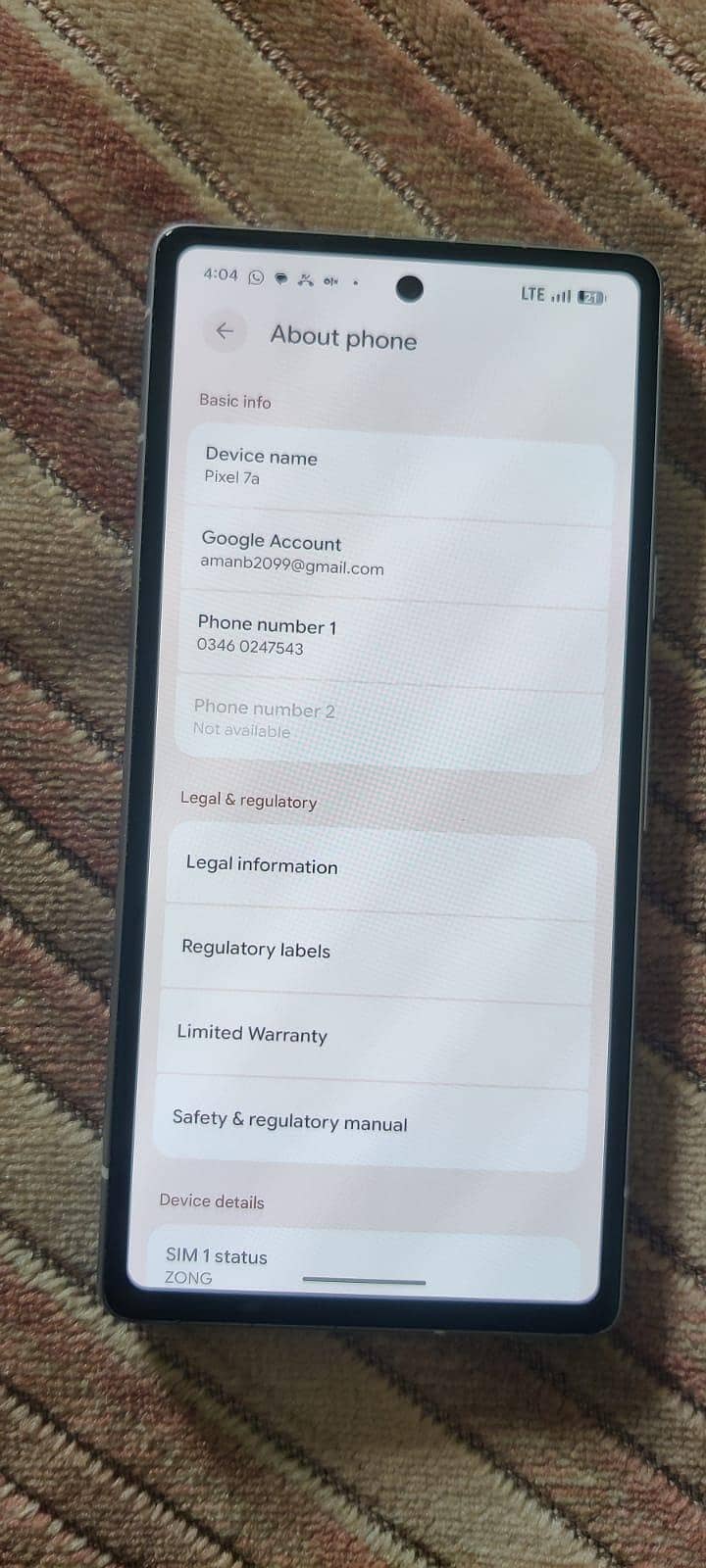 Google Pixel 7a 9