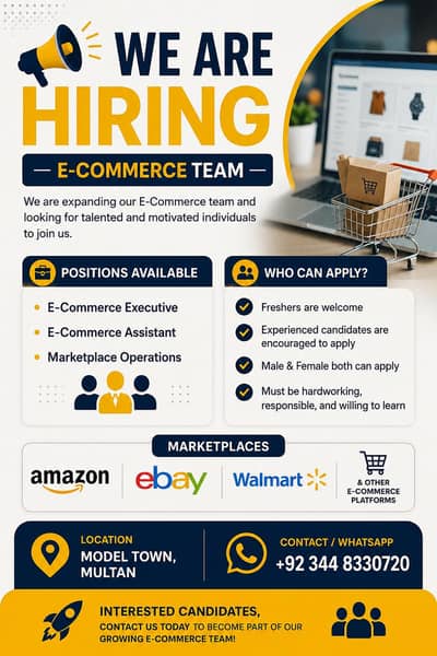 E-Commerce Specialists Required | Multan