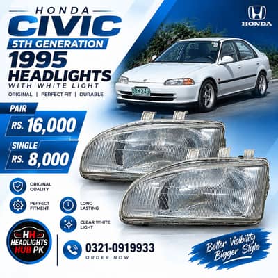 Honda Civic 1995 5th Generation Original Headlights – Pair