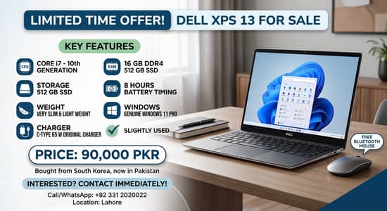 Dell XPS 13 Ultrabook (Core i7 10th Gen, 16GB/512GB SSD) - Like New