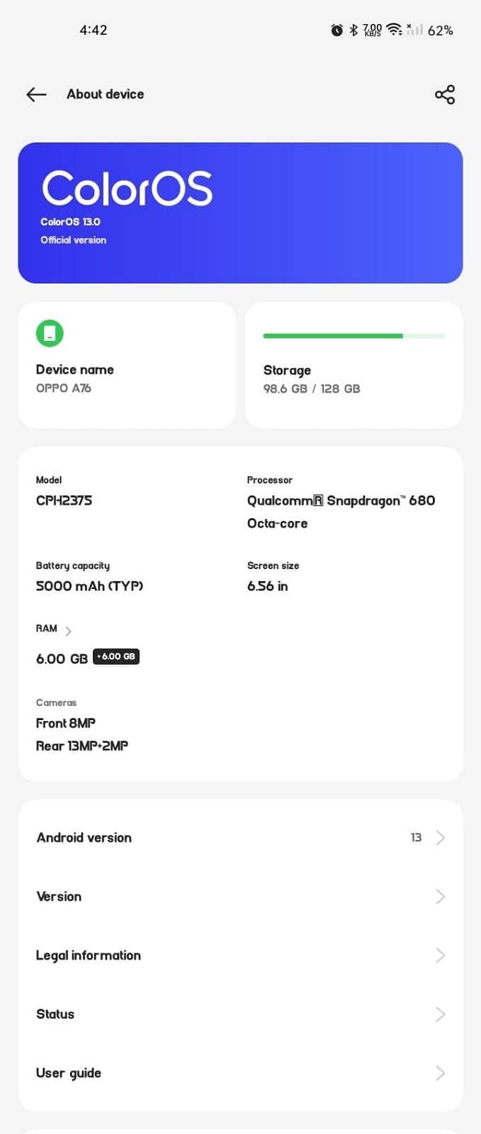 OPPO A76 7