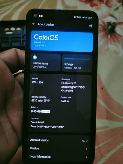 OPPO Reno 6 Ram 8gb Rom 128gb processor Snapdragon