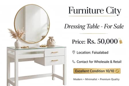 Furniture City Dressing Table With Big Round Mirror - For Sale - 50K