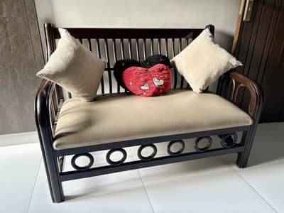 Sheesham Wood 4-Seater Sofa Set with Table