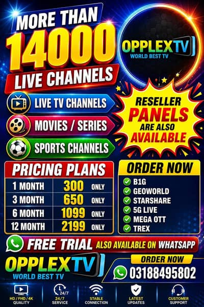 OPPLEX TV IPTV Live TV Channels / Android & Smart LED
