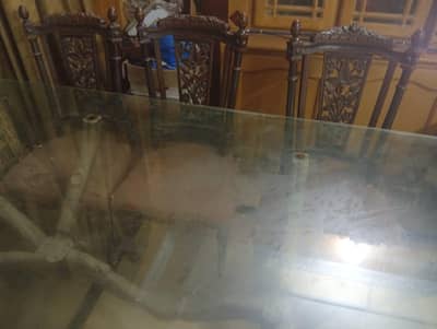 good condition glass and wood