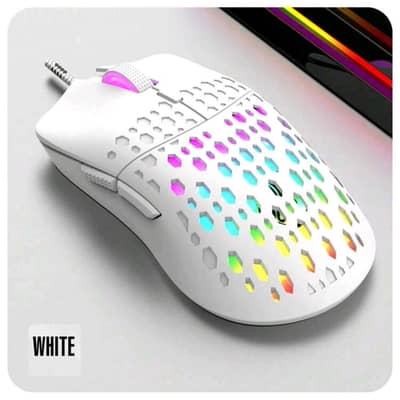 White Honeycomb Gaming Mouse – Lightweight & High Performance