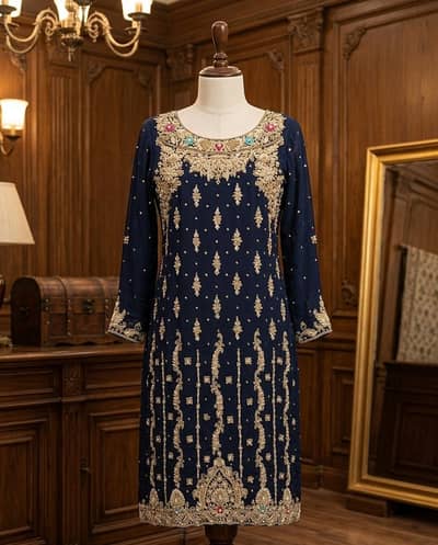 elegant pure chiffon Embroidery suit - One time used