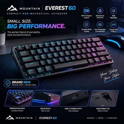 Mountain Everest 60 Keyboard + Detachable Numpad (Brand New)