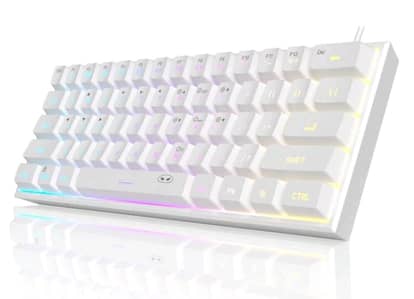 White RGB Gaming Keyboard – USB Wired, Compact & Ultra-Thin