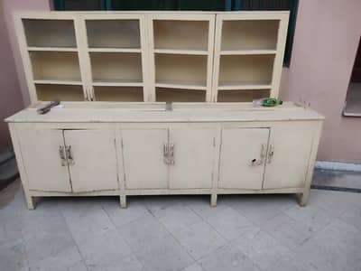 3 cabin counter with glass door almari