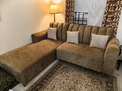 L Shaped Brown Sofa - only 2 months used