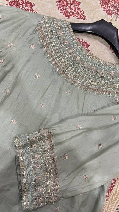 Mint Green 3-Piece Farshi Shalwar from THE WARDROBE.