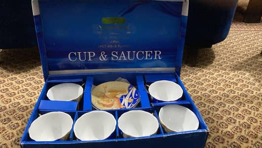 6 Pieces cups & saucers set by Yamasen 24ct gold plated