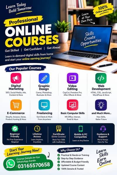 Online courses Digital skills Work From Home