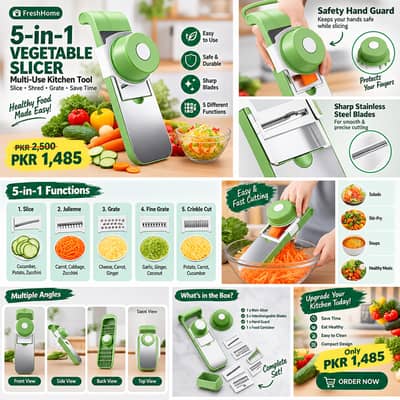 5-in-1 Vegetable Slicer – Fast, Easy & Safe Kitchen Tool