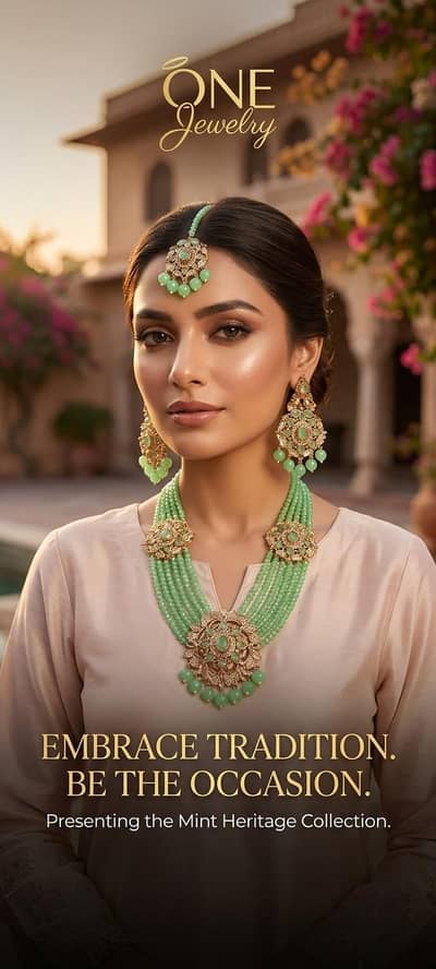 Mint Heritage Jewelry Set | Premium Traditional Bridal & Party Wear