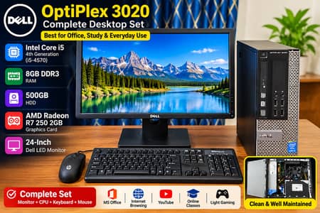 Dell Core i5 4th Gen 8GB 500GB + R7 250 2GB + 24" LED Complete PC
