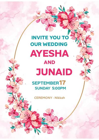> Mehndi / Baraat / Nikkah Digital Card Design - 300rs