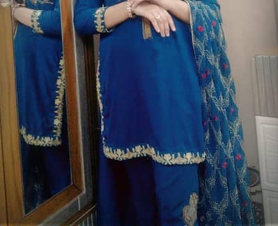 3-Piece Embroidered Suit – Full Embroidered Dupatta | Tail Style