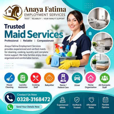 Cook, Chef, Maid, Kitchen Helper , Nurse , Driver Nany, Maid Avaliable