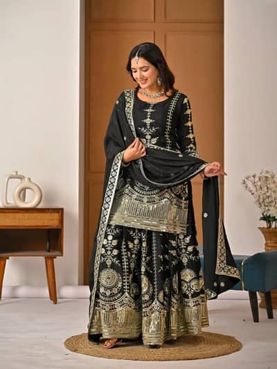 Luxury Black & Gold Pakistani Bridal Lehenga | Premium Embroidery
