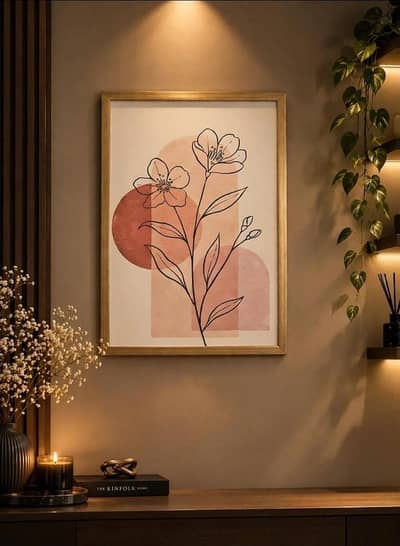 Modern Boho Floral Wall Art / Framed Canvas