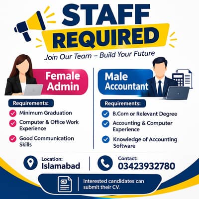 male and  female staff required