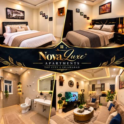 Brand new top city A block studio 1 bed 2 bed fully finished apartment available for rent daily weekly monthly basic