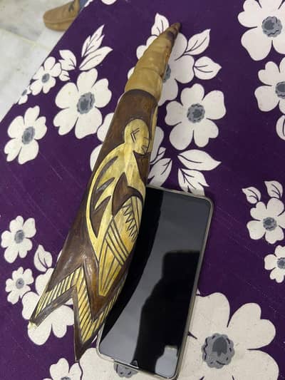 handmade craft on animal horn