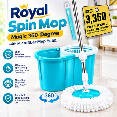 Royal Spin Mop For Sale in Karachi - Magic 360-Degree with Microfiber
