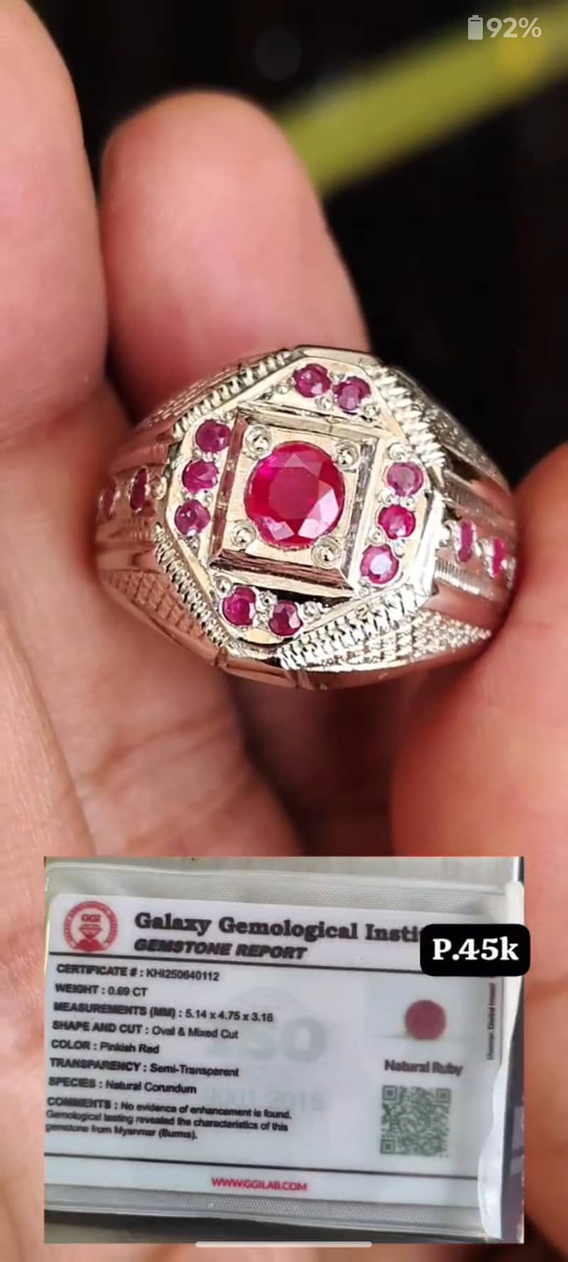 Afghanistan Burma Ruby stone Chandi Ring 0