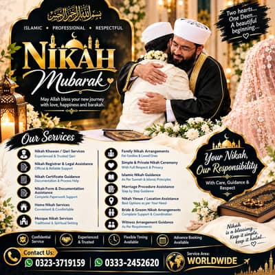 professional Nikkah Khawan / Online & Offline Nikkah Services"