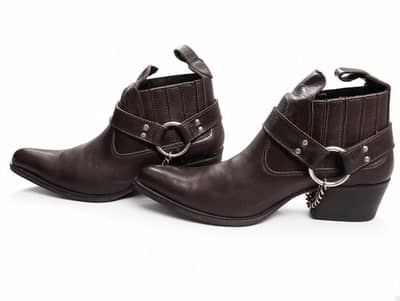 Genuine Leather Western Harness Boots