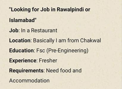 Looking for Job in Rwp or Isb