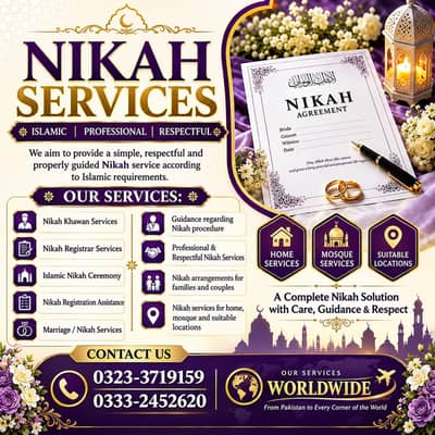 professional Nikkah Khawan / Online & Offline Nikkah Services"