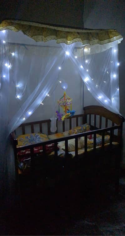 Wooden Baby Cot and swing
