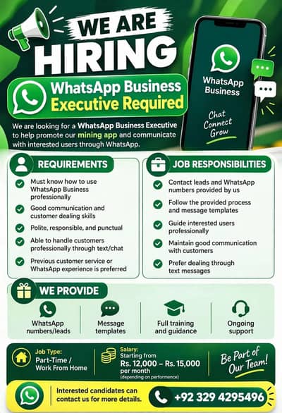  **WhatsApp Business Executive Required**