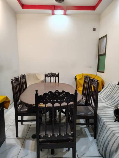 Heavy Solid Wood 6 Chair Dining Table Set