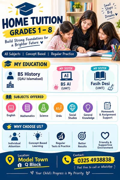 Home Tuition Available – Qualified BS Graduate | Model Town