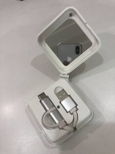 2in1 type C and android retractable charger with casing and mirror