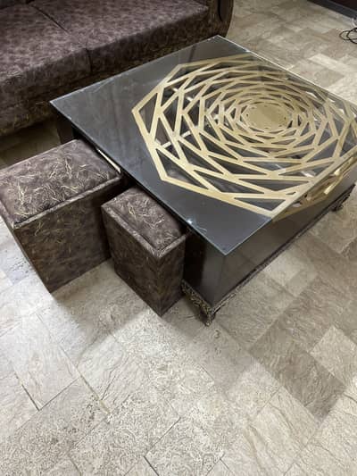 3 Seater Sofa and Table with stools