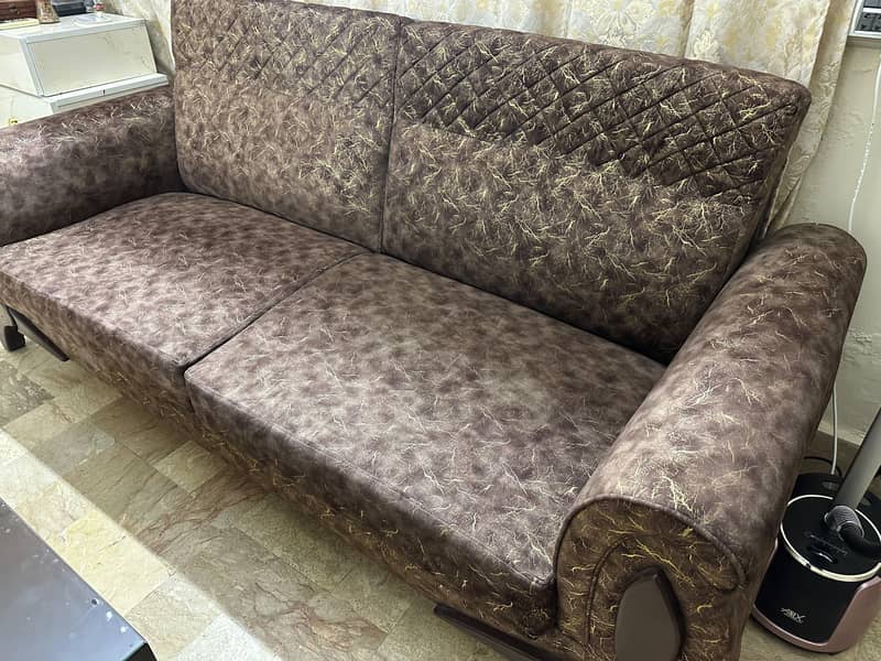 3 Seater sofa Set with table & 3 stools 1