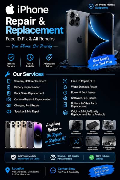  iPhone Repair & Replacement – Face ID Fix & All Repairs