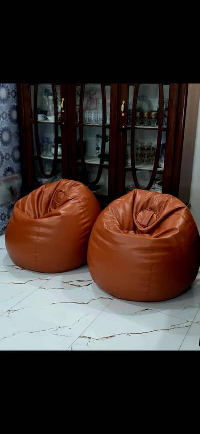 2 xxl size leather bean bags